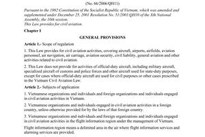 Law No.66/2006/QH11 of June 29, 2006 Vietnam civil aviation