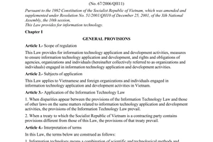 Law No. 67/2006/QH11 of June 29, 2006 on information technology
