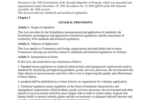 Law No. 68/2006/QH11 of June 29, 2006 on standards and technical regulations