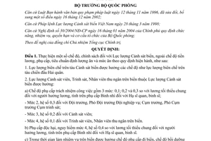 Quyết định 122/2006/QĐ-BQP thực hiện chế độ chính sách đối với Lực lượng Cảnh sát biển