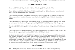 Quyết định số 28/2006/QĐ-UBND chức năng nhiệm vụ Sở Y tế Tuyên Quang