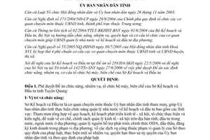 Quyết định 24/2006/QĐ-UBND chức năng tổ chức biên chế Sở Kế hoạch Tuyên Quang