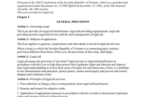 Law No. 69/2006/QH11 of June 29, 2006 on legal aid