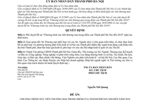 Quyết định 3022/2006/QĐ-UBND Đề án "Chương trình xúc tiến thương mại trọng điểm Thành phố Hà Nội đến 2010"