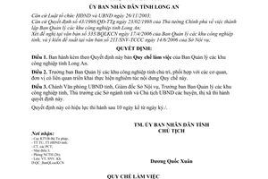 Quyết định 27/2006/QĐ-UBND Quy chế làm việc Ban Quản lý các khu công nghiệp tỉnh Long An
