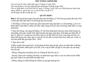 Quyết định 153/2006/QĐ-TTg Quy hoạch tổng thể phát triển hệ thống y tế Việt Nam 2010-2020