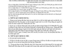 Thông tư 64/2006/TT-BTC cơ chế tài chính ngân sách ưu đãi Thành phố Cần Thơ hướng dẫn thi hành Quyết định 42/2006/QĐ-TTg