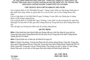 Quyết định 338/2006/QĐ-UBCK Hướng dẫn quy trình hủy đăng ký giao dịch TT Giao dịch Chứng khoán Hà Nội niêm yết tại TT thành phố Hồ Chí Minh