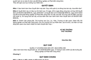 Quyết định 44/2006/QĐ-BNN  Quy chế quản lý đóng búa bài cây, búa kiểm lâm