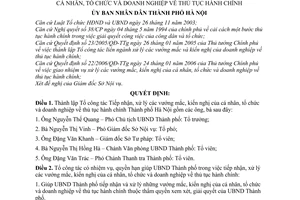 Quyết định  89/2006/QĐ-UBND thành lập Tổ công tác Tiếp nhận, xử lý vướng mắc, kiến nghị cá nhân, tổ chức doanh nghiệp thủ tục hành chính