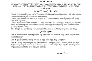 Quyết định 15/2006/QĐ-BXD chế độ bảo trì công sở cơ quan hành chính nhà nước