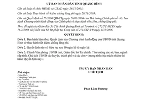 Quyết định 26/2006/QĐ-UBND thực hành tiết kiệm chống lãng phí Quảng Bình