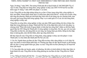 Chỉ thị 11/2006/CT-UB tăng cường sự lãnh đạo cuộc tổng điều tra Nông thôn nông nghiệp thủy sản 01/7/2006 địa bàn Hà Nội