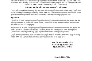 Quyết định 2549/QĐ-UBND điều chỉnh giao chỉ tiêu kế hoạch kinh phí 2006 Sở KHCN