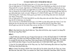 Quyết định 45/2006/QĐ-UBND  quy định chế độ thu, nộp và quản lý sử dụng phí bến bãi tại Cảng Phan Thiết