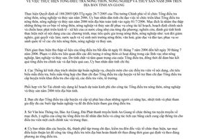 Chỉ thị 08/2006/CT-UBND tổng điều tra nông thôn nông nghiệp thủy sản An Giang