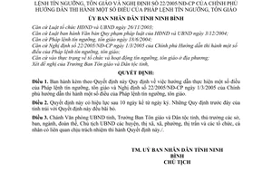 Quyết định 1196/2006/QĐ-UBND hướng dẫn thực hiện Pháp lệnh tín ngưỡng