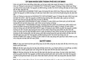 Quyết định 81/2006/QĐ-UBND  bộ đơn giá công tác đo đạc bản đồ địa chính 2006 Thành phố Hồ Chí Minh