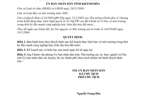 Quyết định 39/2006/QĐ-UBND về Kế hoạch bảo vệ môi trường trong thời kỳ mới