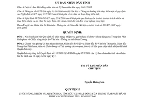 Quyết định 146/2006/QĐ-UBND nhiệm vụ quyền hạn tổ chức hoạt động Trung tâm Phát hành phim Bình Dương