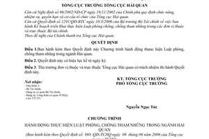Quyết định 998/QĐ-TCHQ chương trình hành động thực hiện Luật phòng, chống tham nhũng ngành Hải quan