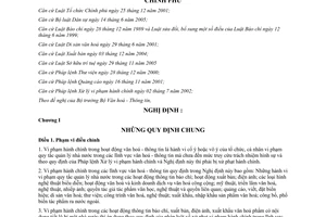 Nghị định 56/2006/NĐ-CP xử phạt vi phạm hành chính trong văn hoá - thông tin