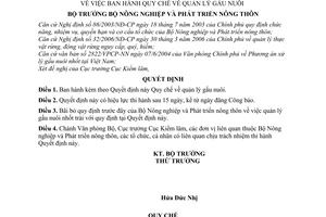 Quyết định 47/2006/QĐ-BNN Quy chế quản lý gấu nuôi