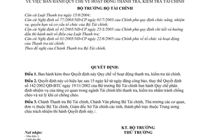 Quyết định 32/2006/QĐ-BTC  Quy chế  hoạt động thanh tra, kiểm tra tài chính