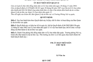 Quyết định 168/2006/CT-UBND Quy chế tổ chức hoạt động Ban Quản lý dự án khu vực thuộc Ủy ban nhân dân quận 12