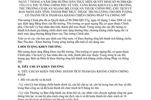 Hướng dẫn 802/HD-TĐKT-V3 tặng bằng khen đối tượng có thành tích tham gia kháng chiến chống pháp chống Mỹ hướng dẫn thực hiện quyết định 98/2006/QĐ-TTg