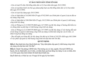 Quyết định 233/2006/QĐ-UBND  phân cấp quản lý chất lượng công trình xây dựng