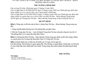 Quyết định 818/2006/QĐ-TTg nâng cấp đổi tên đơn vị thuộc Ban Thi đua – Khen thưởng Trung ương