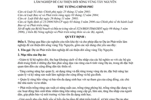 Quyết định 813/2006/QĐ-TTg Báo cáo nghiên cứu tiền khả thi Dự án Phát triển lâm nghiệp cải thiện đời sống vùng Tây Nguyên