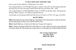 Quyết định 1670/2006/QĐ-UBND tên miền địa chỉ Internet hệ thống thông tin điện tử UBND Phú Thọ