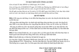 Quyết định 41/2006/QĐ-UBND trợ cước vận chuyển mặt hàng chính sách Lai Châu