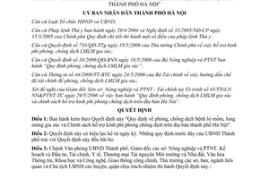 Quyết định 91/2006/QĐ-UBND phòng chống dịch bệnh lở mồm long móng gia súc Hà Nội