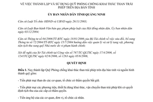 Quyết định 1605/2006/QĐ-UBND thành lập quỹ chống khai thác than trái phép Quảng Ninh