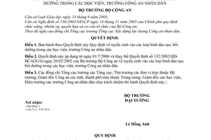 Quyết định 727/2006/QĐ-BCA(X14)  tuyển sinh vào các loại hình đào tạo, bồi dưỡng trong các học viện, trường Công an nhân dân