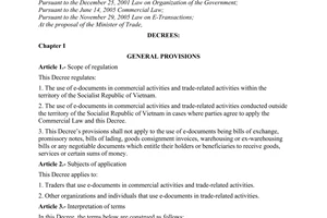 Decree of Government No. 57/2006/ND-CP, on E-Commerce