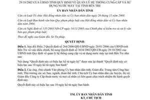 Quyết định 1395/2006/QĐ-UBND quản lý hệ thống cung cấp sử dụng nước máy Bến Tre