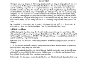 Chỉ thị 18/2006/CT-UBND quản lý chất lượng khảo sát thiết kế công trình xây dựng Đồng Tháp