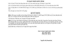 Quyết định 1390/2006/QĐ-UBND bổ sung 01/2006/CT-UBND công tác thi đua khen thưởng 2006 Bến Tre