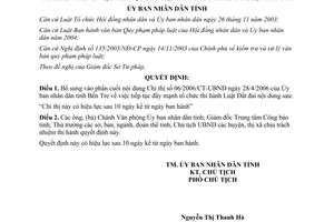 Quyết định 1392/2006/QĐ-UBND bổ sung 06/2006/CT-UBND đẩy mạnh tổ chức thi hành Luật Đất đai Bến Tre