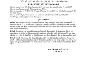 Quyết định 22/2006/QĐ-UBND chỉ tiêu kế hoạch đầu tư công trình giao thông nông thôn thiết kế văn hóa xã, thị trấn 2006