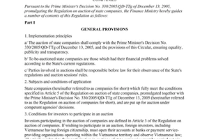 Circular No. 51/2006/TT-BTC of June 12, 2006 guiding a number of contents of The Regulation on auction of State Companies