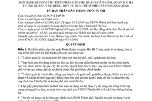 Quyết định 95/2006/QĐ-UBND thí điểm phân cấp quận Hoàn Kiếm,Hai Bà Trưng quản lý sử dụng, duy tu duy trì hè phố