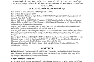 Quyết định 96/2006/QĐ-UBND Quy hoạch chi tiết tỷ lệ l/500 Trung tâm giao lưu hàng hoá và Khu công viên, cây xanh, hồ điều hoà Đông Anh,Hà Nội