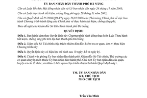 Quyết định 59/2006/QĐ-UBND thực hiện Luật Thực hành tiết kiệm chống lãng phí Đà Nẵng