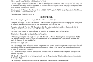 Quyết định 50/2006/QĐ-UBND thành lập trung tâm huấn luyện thể thao Lào Cai