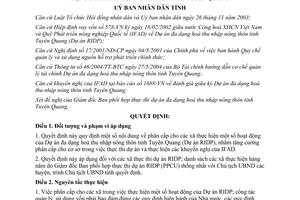 Quyết định 12/2006/QĐ hoạt động dự án đa dạng hoá thu nhập nông thôn Tuyên Quang